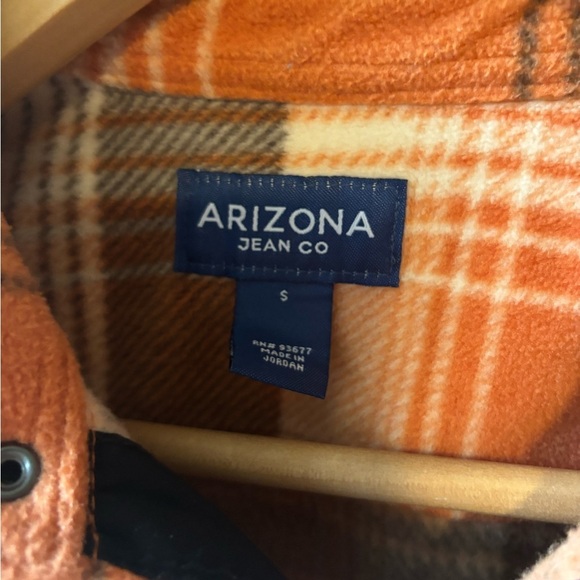 Arizona Jean Company Orange and White Casual Button Flannel - Picture 6 of 9